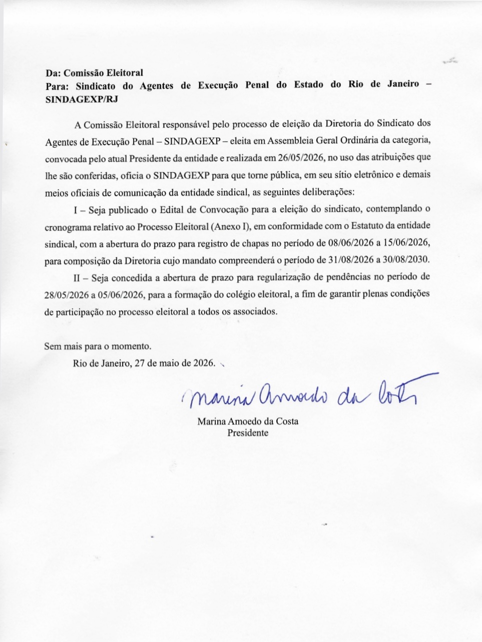 Cronograma Eleições Sindagexp 01
