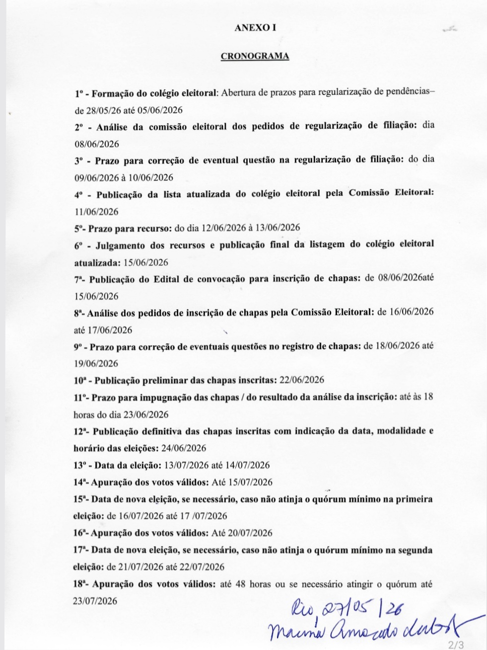 Cronograma Eleições Sindagexp 02